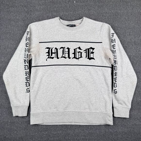 The Hundreds Other - The Hundreds Logo Sweatshirt Mens Large Gray Distressed Spell Out Streetwear Y2K
